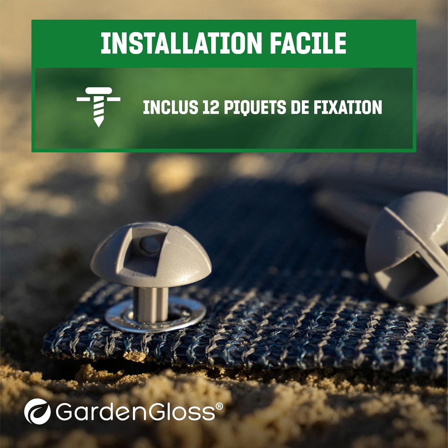 GardenGloss Deurmat – campingmat voor buiten, waterdicht, tentmat met 12 haringen en draagtas