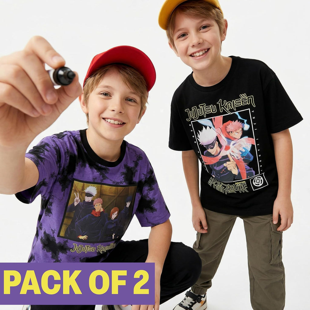 Jujutsu Kaisen | Spy x Family Manga Boys T-Shirts 7-16 Years, 2 Pack Round Neck Cotton Graphic Tees Anime Clothes Gift