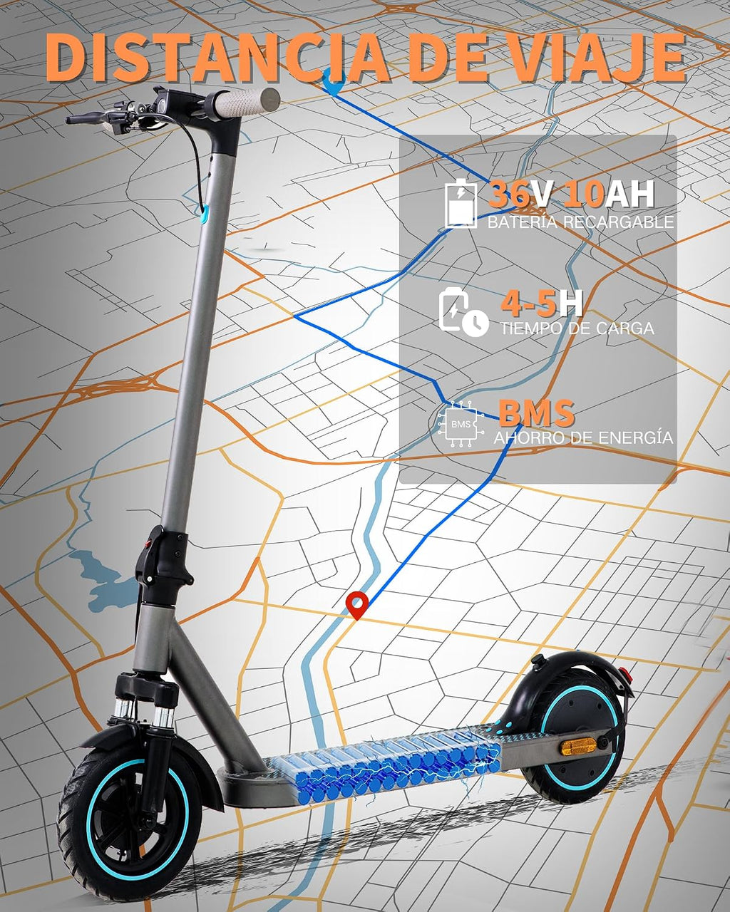 QnQ Elektrische step voor volwassenen, ultralicht, bereik 20-30 km, opvouwbare elektrische step, motor 500 W, batterij 36 V 10,4 Ah, dubbele schokdemper, honingraatbanden, lekvrij, elektrische step
