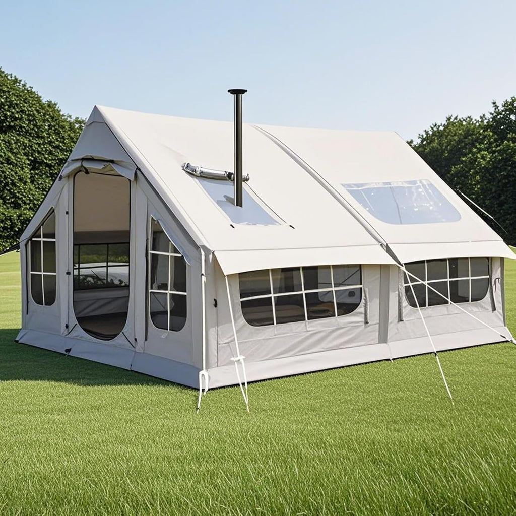 Tente de camping gonflable avec pompe – Design multi-pièces pour toutes les saisons en famille en plein air