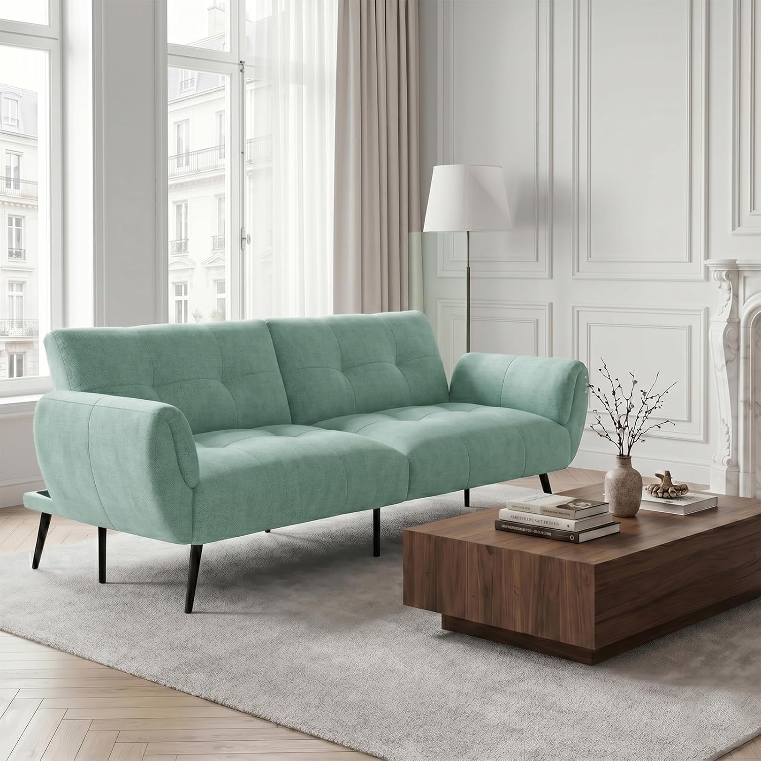 Canapé-lit convertible JIEXI – 3 places – Tissu gris – Dossier 3 positions – 170 cm