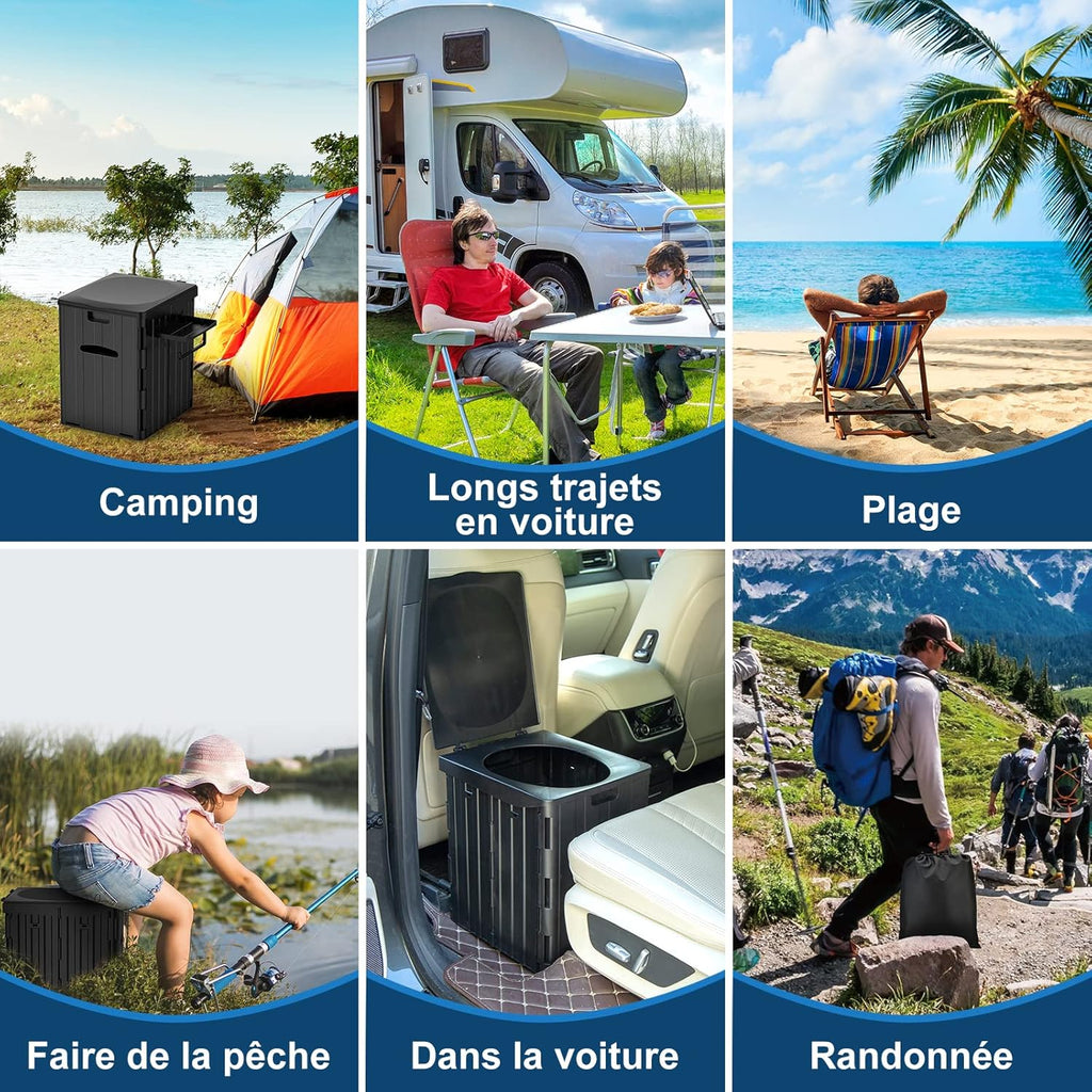 Draagbaar Campingtoilet, voor mannen en vrouwen, hygiënische pot voor de auto, opvouwbaar autotoilet voor volwassenen, voor kamperen, wandelen of uitstapjes