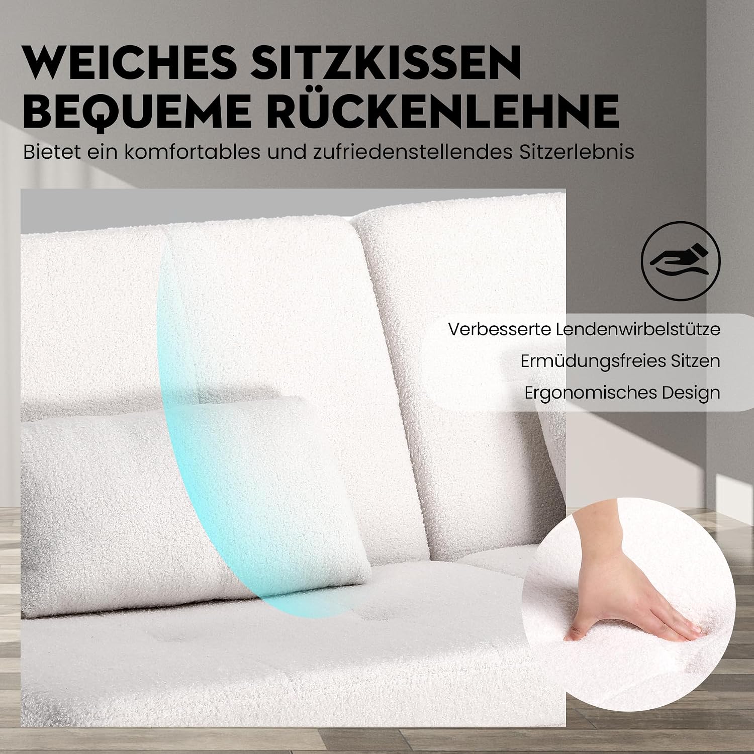 Canapé-lit convertible COMHOMA – 3 places – Tissu gris – Dossier ajustable