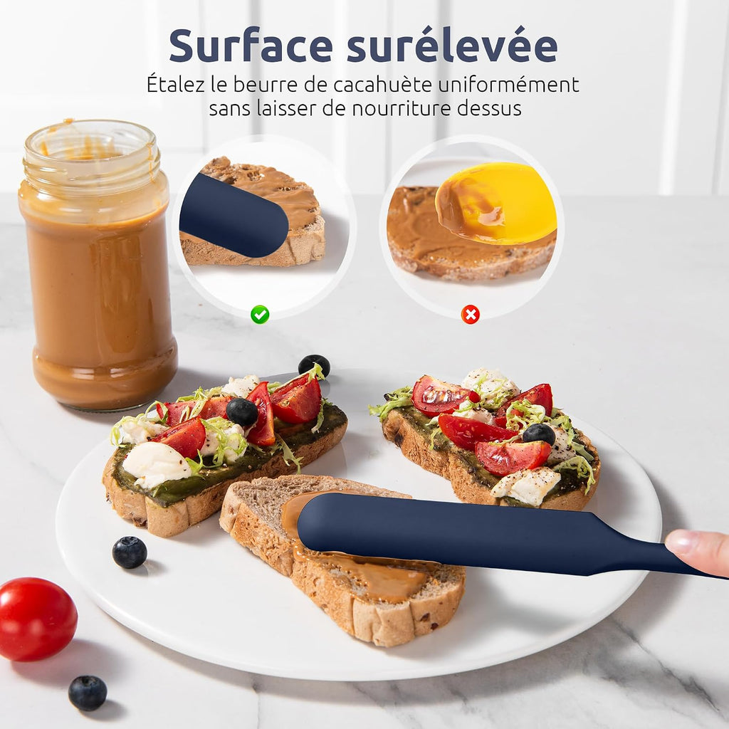 Spatule Silicone U-Taste – Embout Cuillère, Cœur Acier Inox, Résistante 315°C, 24,5 cm, Noir