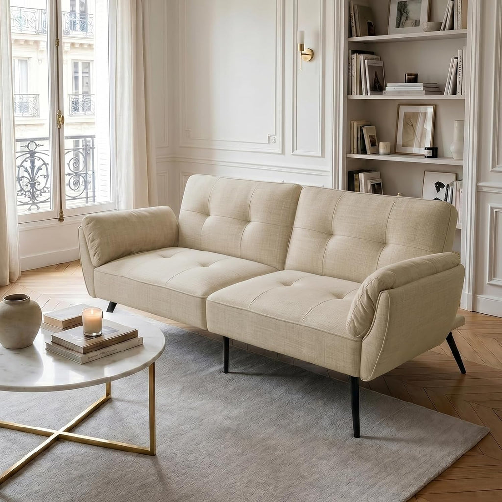 Canapé-lit convertible JIEXI – 3 places – Tissu gris – Dossier 3 positions – 170 cm