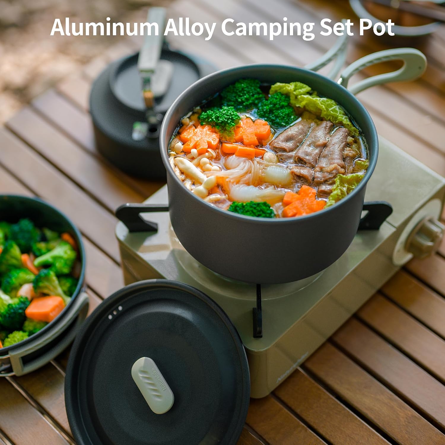 Naturehike 2-4 & 4-7 personen campingkookgerei set voor rugzakuitrusting – draagbare campingkoker en rugzakfornuis compatibel – campingaccessoires