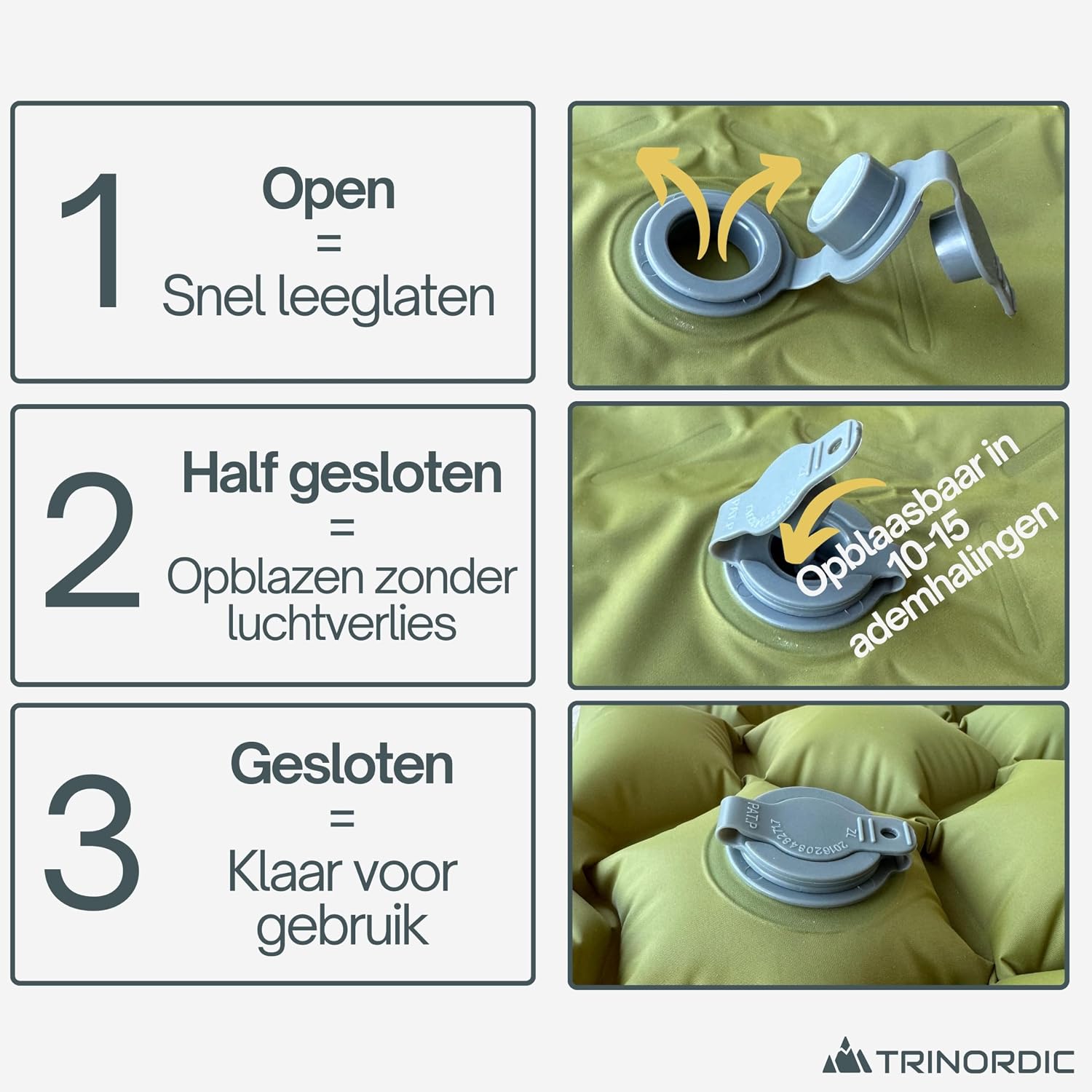 Trinordic campingmat uiterst lichte opblaasbare slaapmat met kussen, opvouwbaar opblaasbaar licht eenpersoonsbed, draagbaar luchtkussen, voor buiten, backpacken, wandelen, reizen
