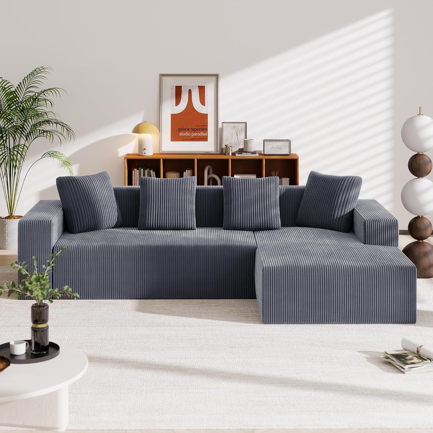 Canapé d'Angle Modulable 3 Places – Mémoire de Forme, Housse Lavable, Sans Montage | Blanc