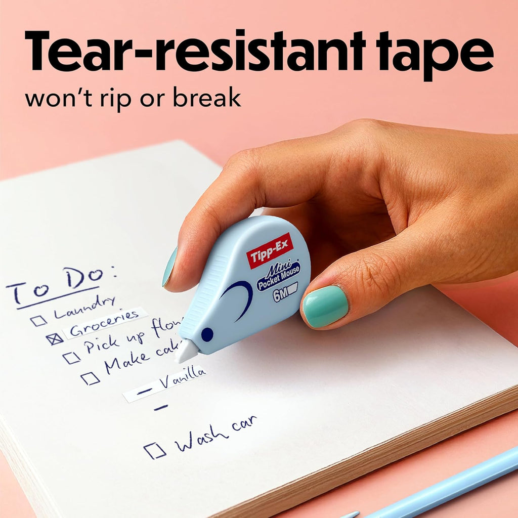 Tipp-Ex Mini Pocket Mouse Pastel Correction Tape (6 m x 5 mm) - 5 Pastel Colours and 1 Transparent, Pack of 6
