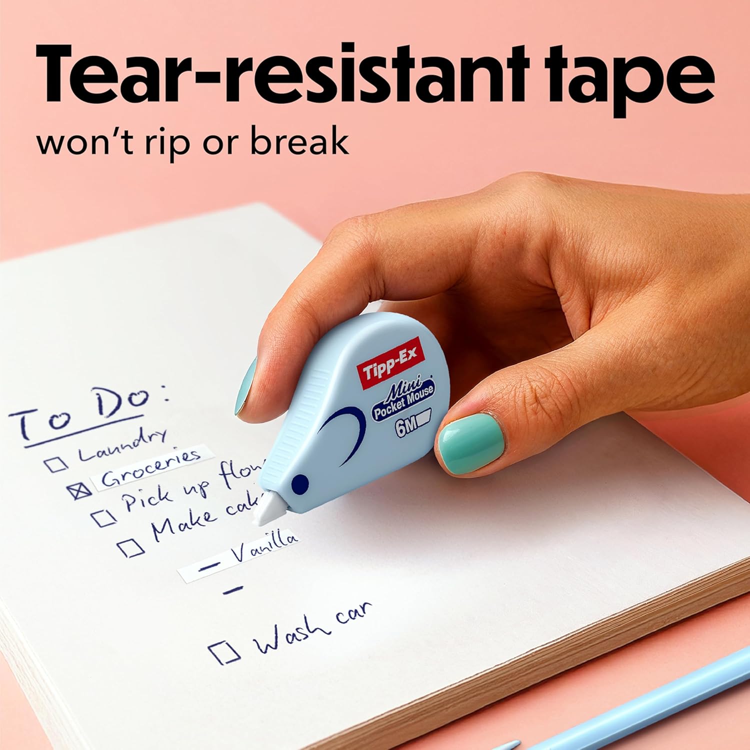 Tipp-Ex Mini Pocket Mouse Pastel Correction Tape (6 m x 5 mm) - 5 Pastel Colours and 1 Transparent, Pack of 6