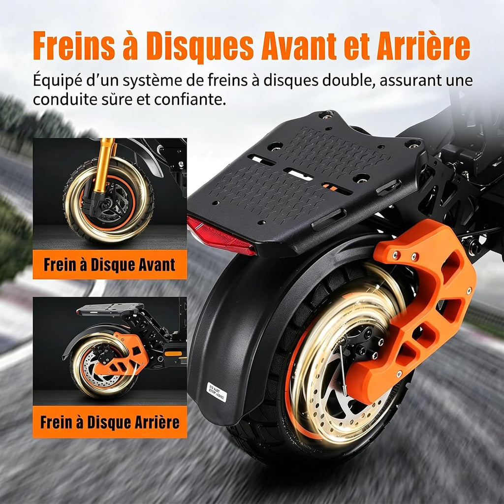 Trottinette électrique Haute Vitesse Pour Adultes, Moteur Puissant, Batterie 48 V 18 Ah, écran Haute Définition, Pneus De 10 Pouces, Large Plateforme, Compartiment De Rangement Arrière