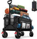 BELEEV Opvouwbare trolley met remmen, strandwagen 6 inch wielen voor alle terreinen, verstelbare handgreep, grote capaciteit van 130 l, 100 kg, voor buiten, camping, festival, BBQ, picknick, camping, zwart