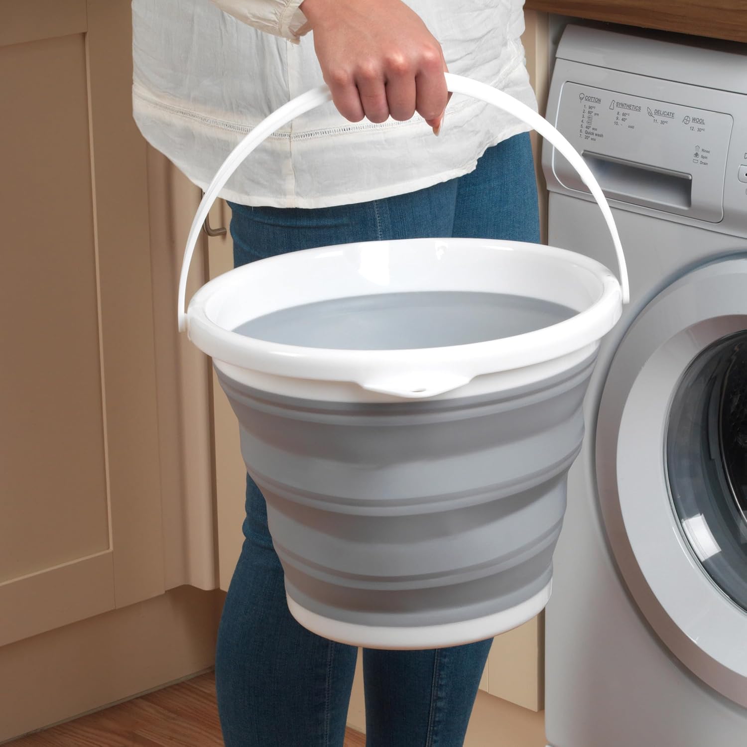 Beldray LA030191GRY Opvouwbare kom – intrekbare kom van kunststof, afwasbak, draagbaar, groenten wassen, servies, rechthoekige kom voor huishouden en keuken, camping, caravans