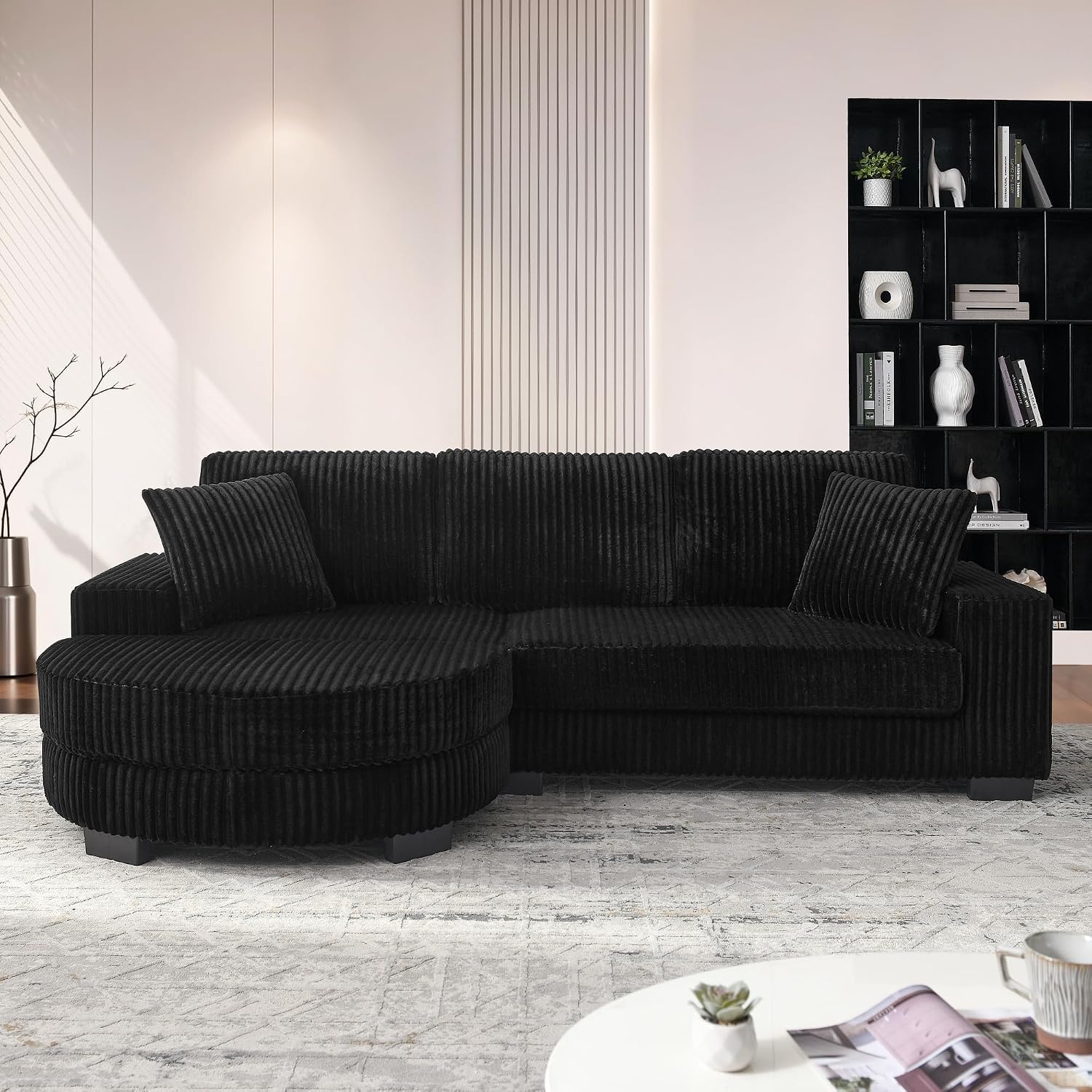Canapé d'Angle Modulable 3 Places – Mémoire de Forme, Housse Lavable, Sans Montage | Blanc