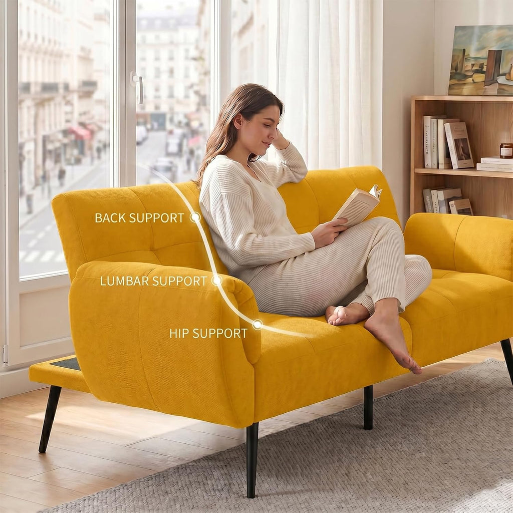 Canapé-lit convertible JIEXI – 3 places – Tissu gris – Dossier 3 positions – 170 cm