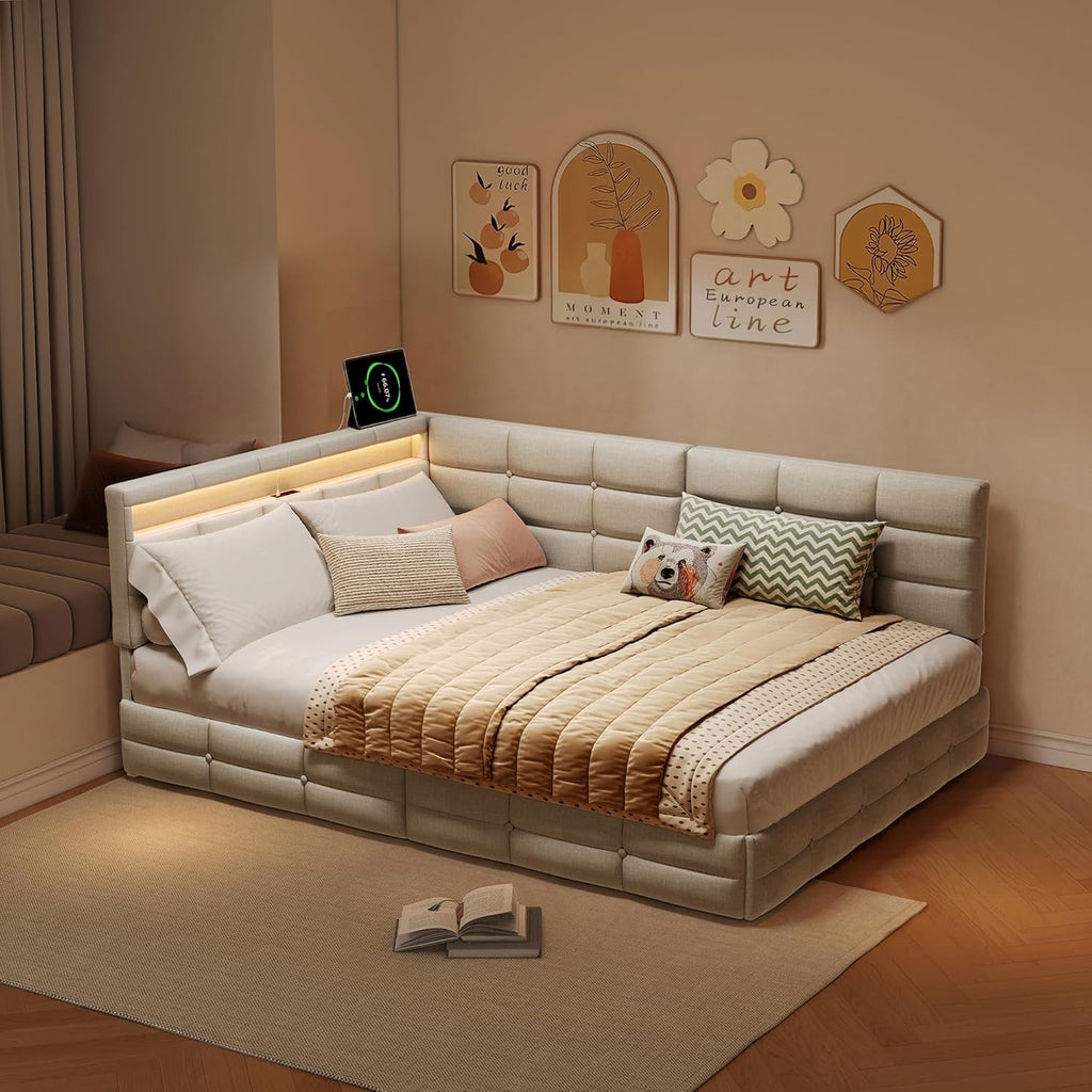 Lit Coffre 90x200 cm – Tête de Lit Rangement, Éclairage LED 16 Couleurs & Ports USB/USB-C