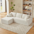 Canapé d'Angle Modulable 3 Places – Mémoire de Forme, Housse Lavable, Sans Montage | Blanc