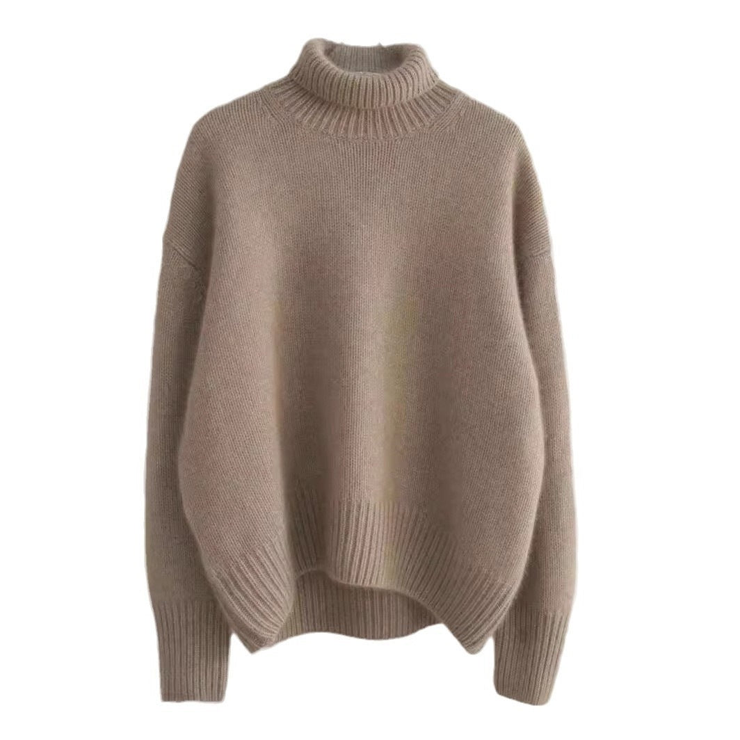 Pull Col Roulé Oversize en Maille — Femme