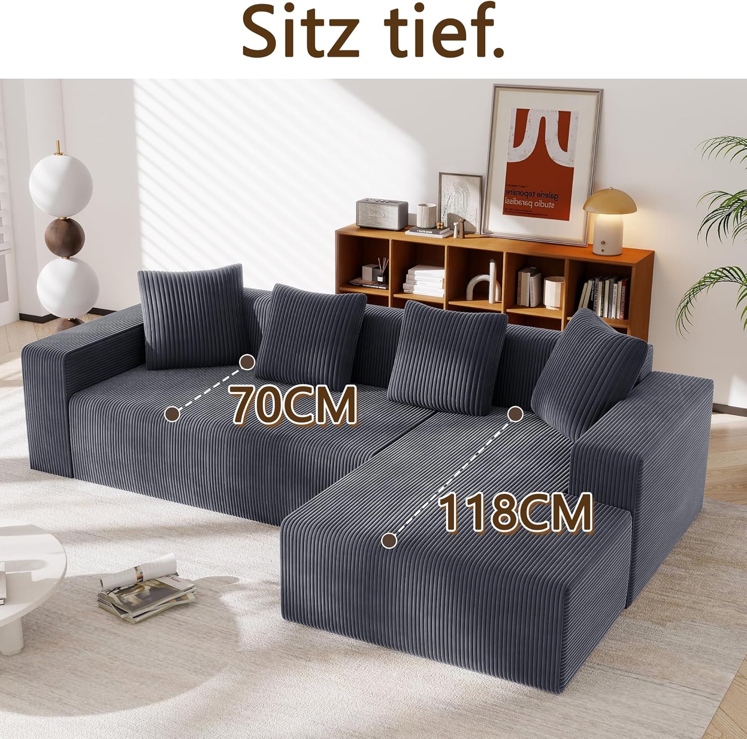 Canapé d'Angle Modulable 3 Places – Mémoire de Forme, Housse Lavable, Sans Montage | Blanc