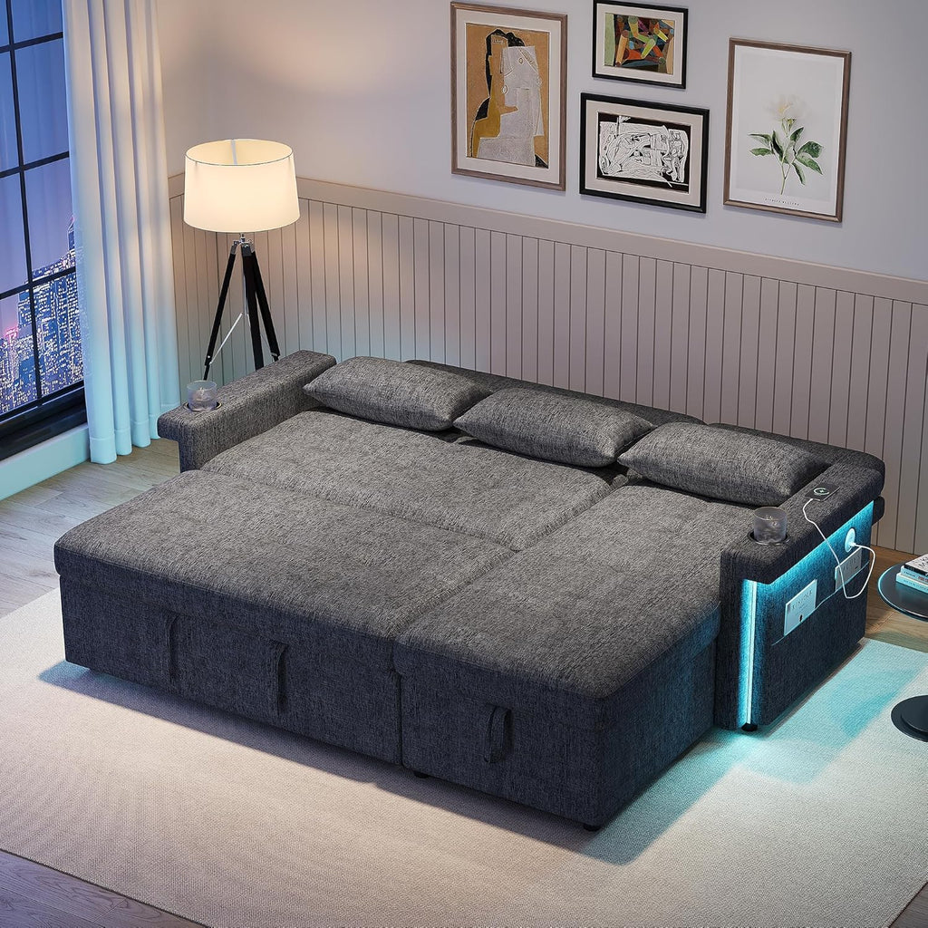 Canapé d'Angle Modulable Cayipng — Velours Vert, Port USB, Rangement