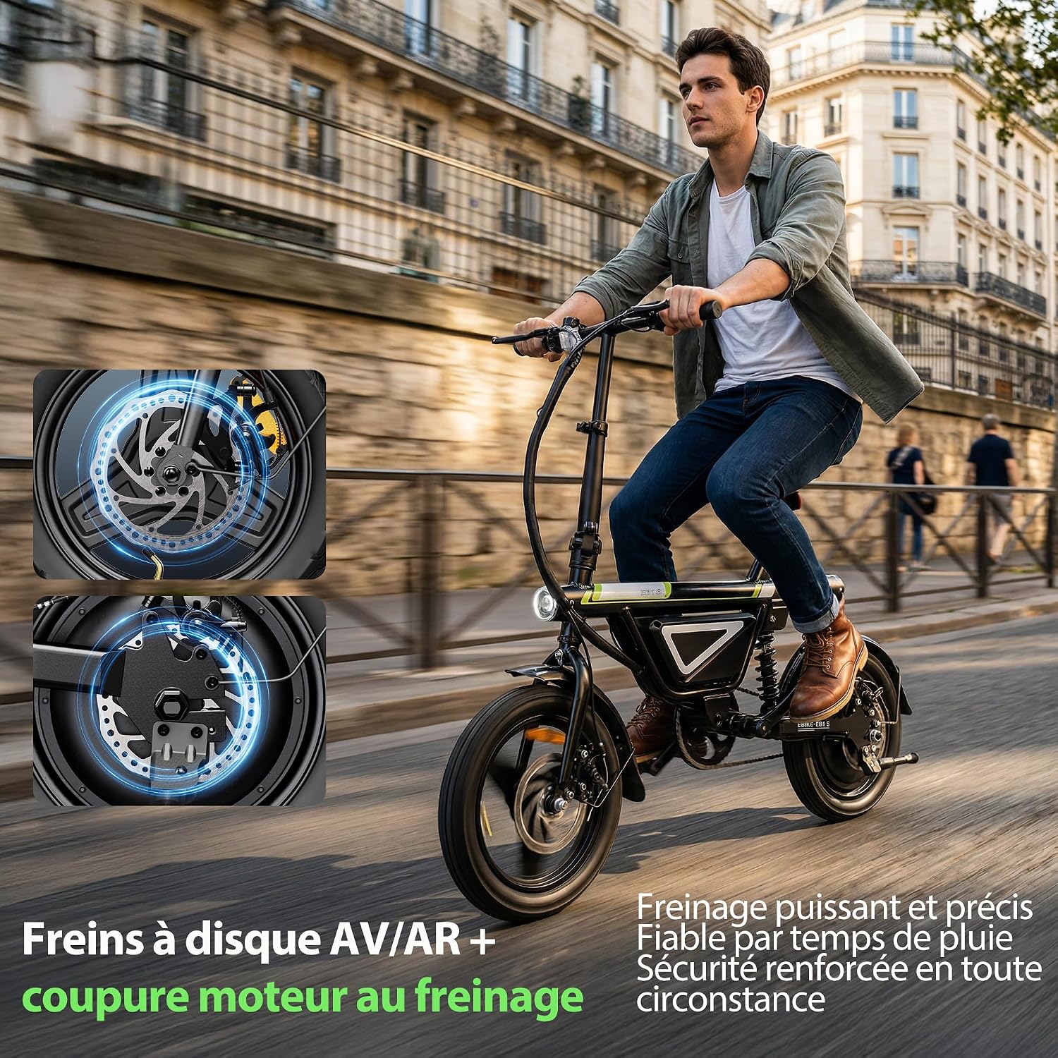 iScooter 14 Inch Folding Electric Bike 432Wh Battery 30-50KM Range 250W Motor Electric Bike for Adults and Teenagers 120kg Load and One App Three Adjustable Speeds 10/15