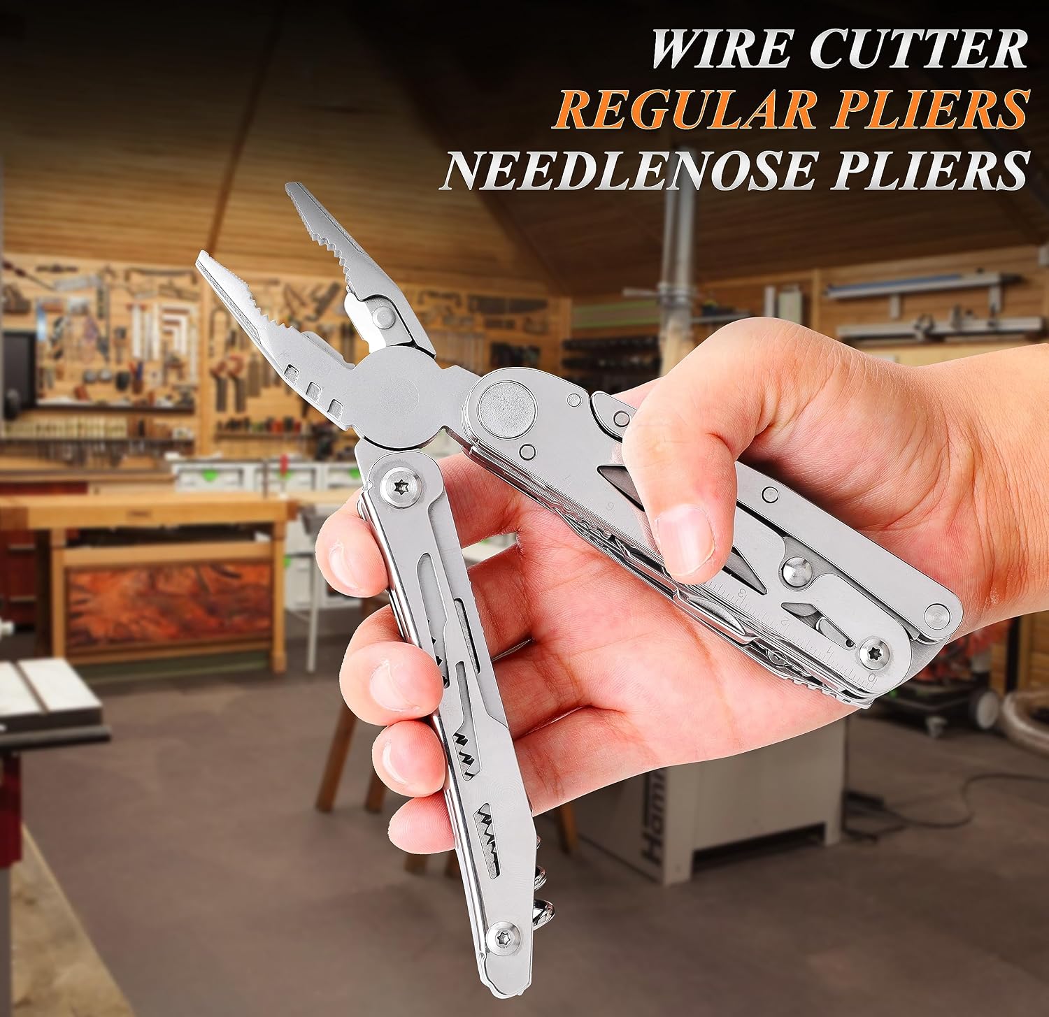 RoverTac Multitool zakmes tactisch survivalmes camping geschenken voor mannen papa echtgenoot 18 in 1 multi-tool mes tang schaar kurkentrekker 9-pack schroevendraaier