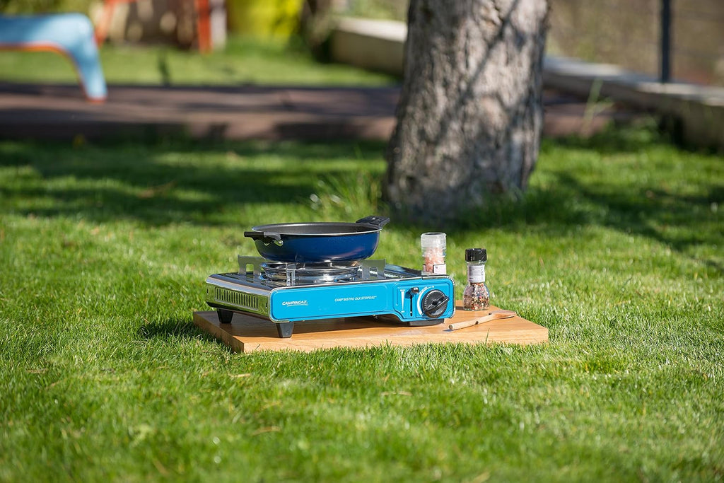 Campingaz Camp'Bistro DLX Stopgaz Gaskooktoestel 1 vuur, 2200 W, gasbrander voor buiten, met gasuitschakelfunctie en oververhittingsbeveiliging, transportkoffer