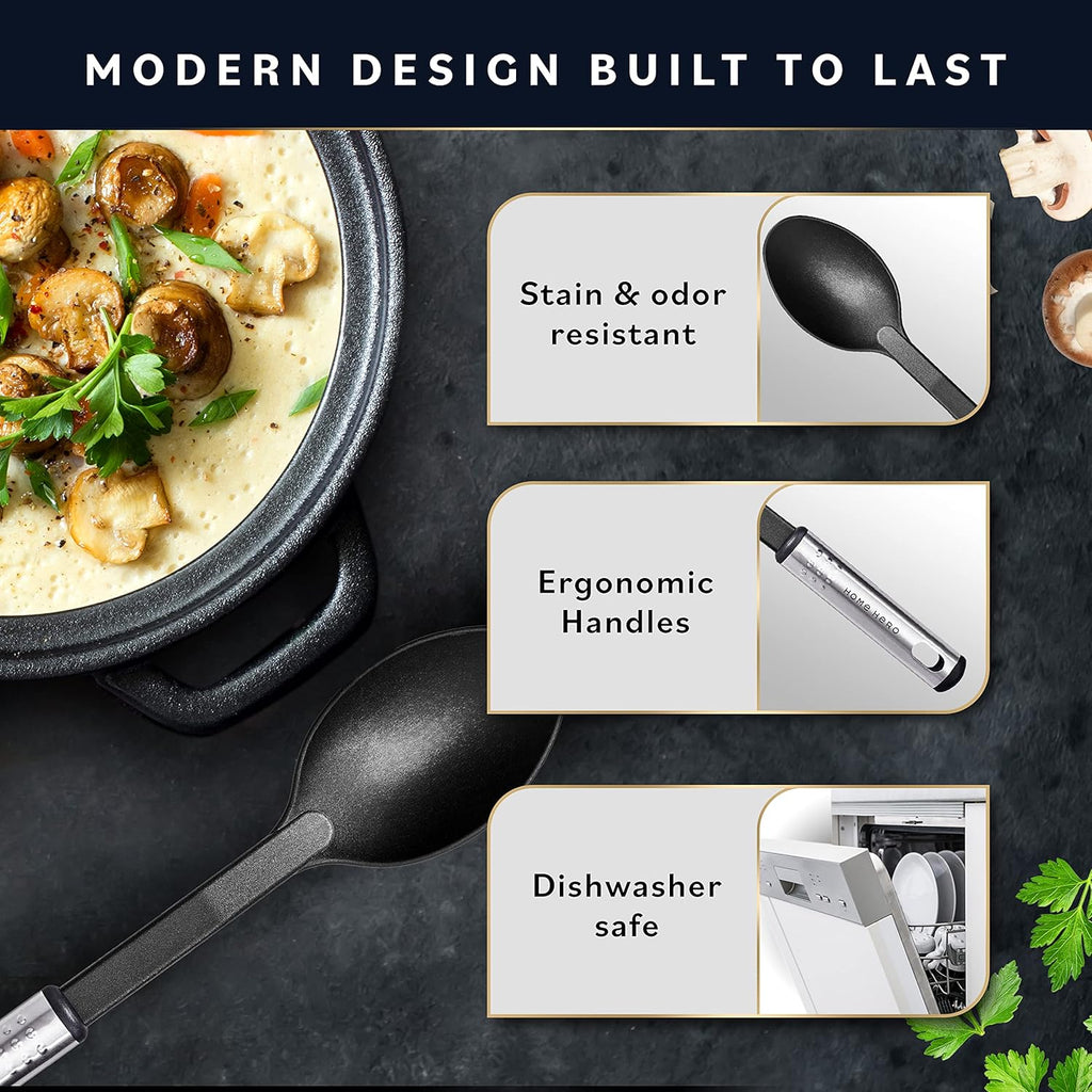 Set d'Ustensiles de Cuisine 25 Pièces — Nylon & Inox, Anti-rayures