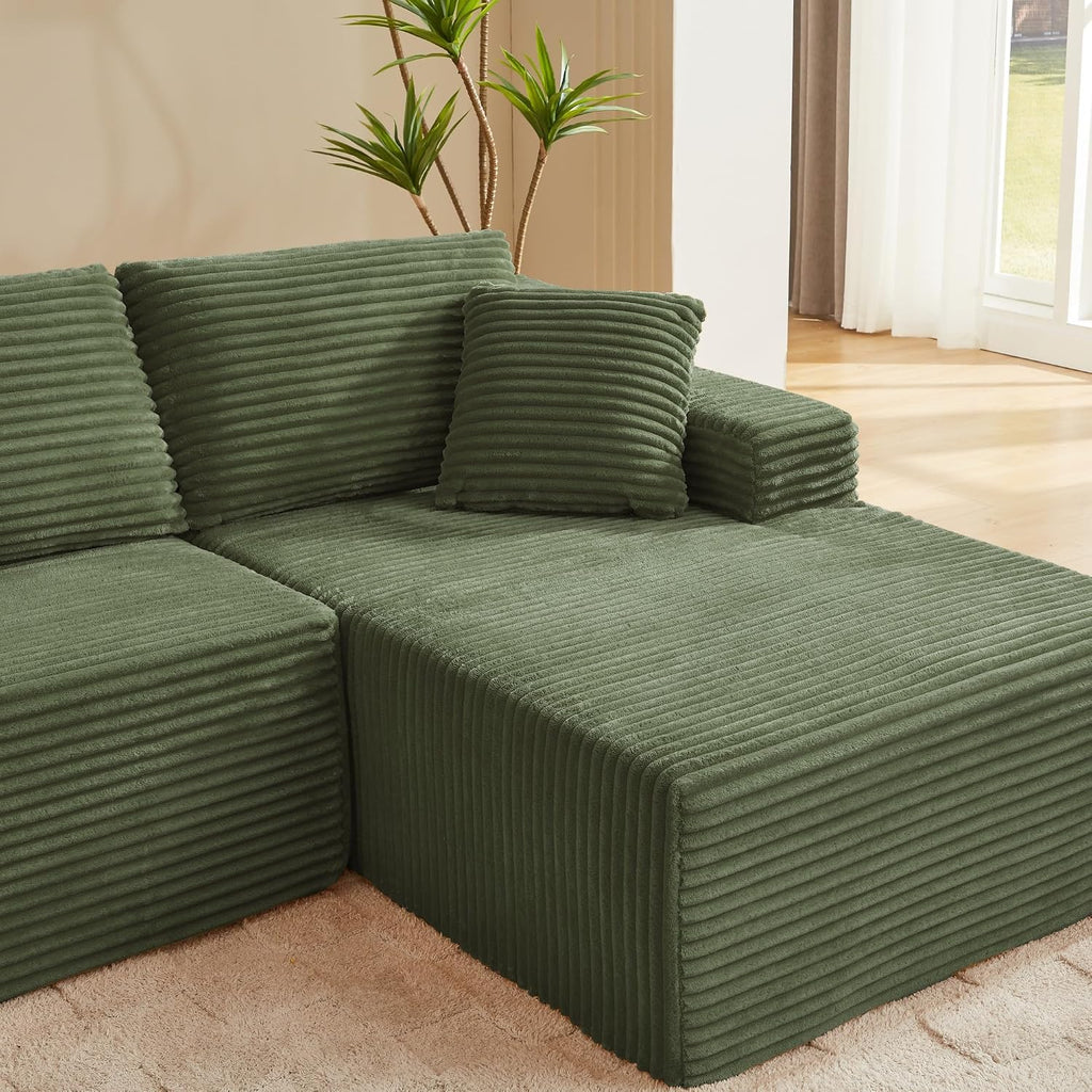 Canapé d'Angle Modulable 3 Places – Mémoire de Forme, Housse Lavable, Sans Montage | Blanc