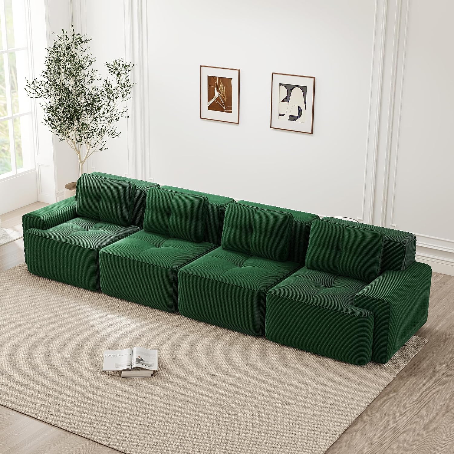 Canapé Modulable Cloud en Velours Côtelé – Assise Profonde, Convertible, Sans Montage