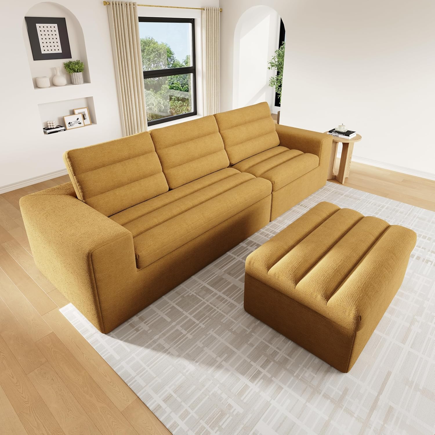 Canapé d'Angle Modulable 3 Places – Mémoire de Forme, Housse Lavable, Sans Montage | Blanc