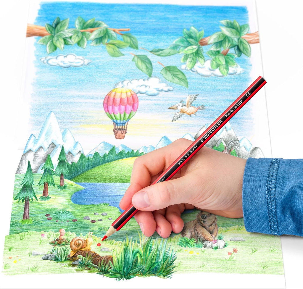 STAEDTLER - Noris colour 185 - Cardboard case of 24 assorted coloured pencils in upcycled wood - 20 + 4 free - 185 C24P