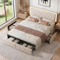 Lit Double 140x200 cm – 4 Tiroirs de Rangement, Éclairage LED +6000 Couleurs & Tête de Lit Réglable en PU