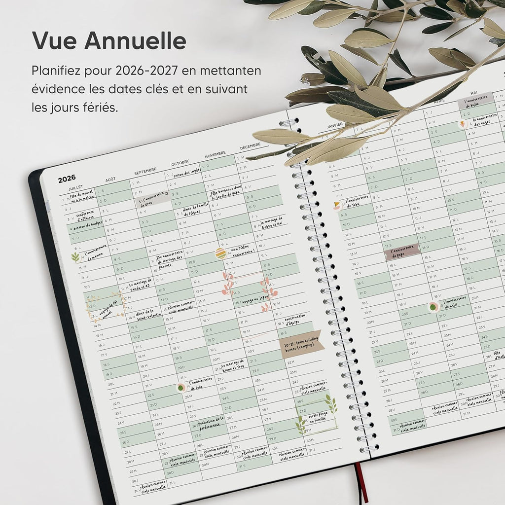 SmartPanda Agenda 2026 2027 – weekkalender – eenvoud inspireert productiviteit – zachte omslag, intervallen van 30 minuten – juli 2026 – augustus 2027 – A5, in het Frans