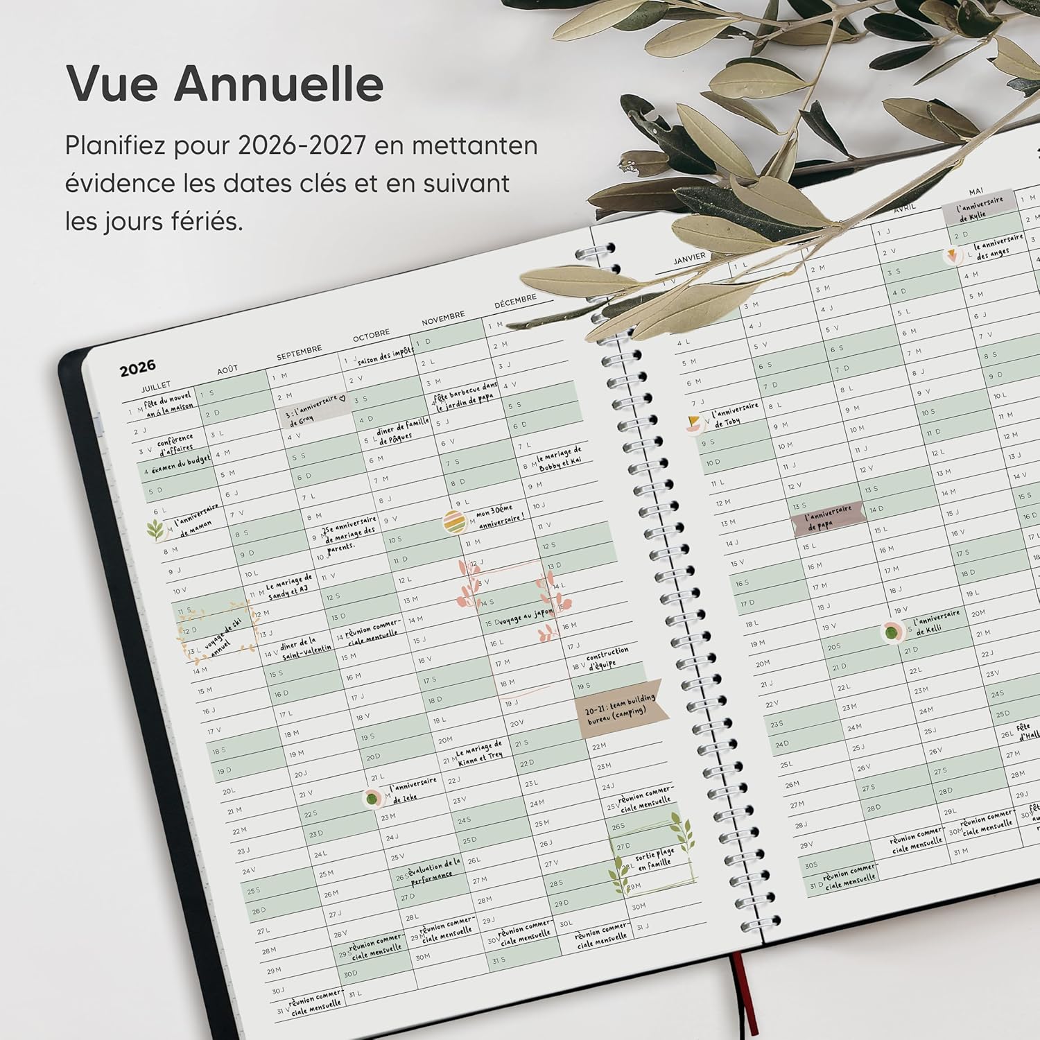 SmartPanda Agenda 2026 2027 – weekkalender – eenvoud inspireert productiviteit – zachte omslag, intervallen van 30 minuten – juli 2026 – augustus 2027 – A5, in het Frans
