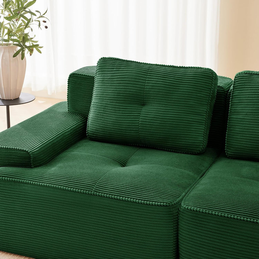 Canapé Modulable Cloud en Velours Côtelé – Assise Profonde, Convertible, Sans Montage