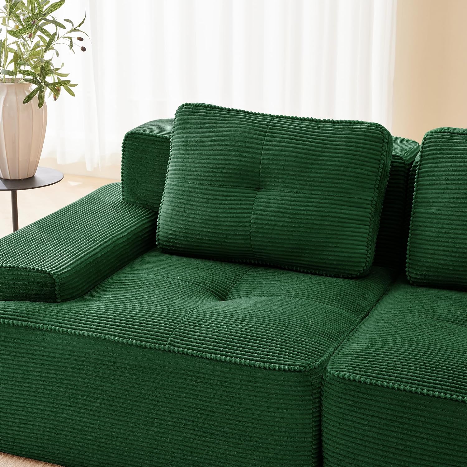 Canapé Modulable Cloud en Velours Côtelé – Assise Profonde, Convertible, Sans Montage