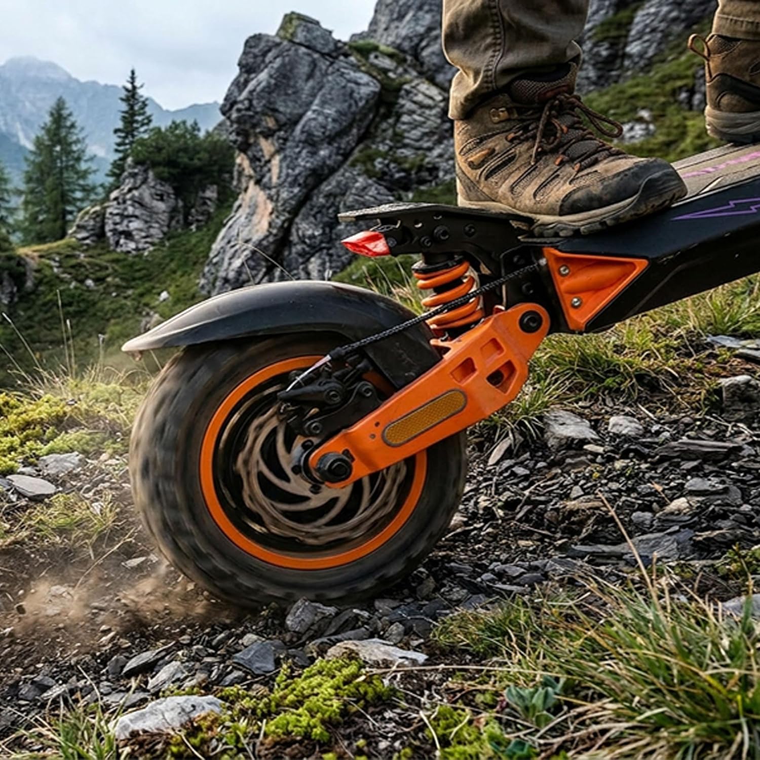 Kamikaze K1 Max Elektrische skateboard, dubbele motor, 2 x 1000 W, 52 V 20 Ah accu, bereik tot 80 km, snelheid 20 km/u, grote wielen, dubbele schijfrem, vering, IPX5
