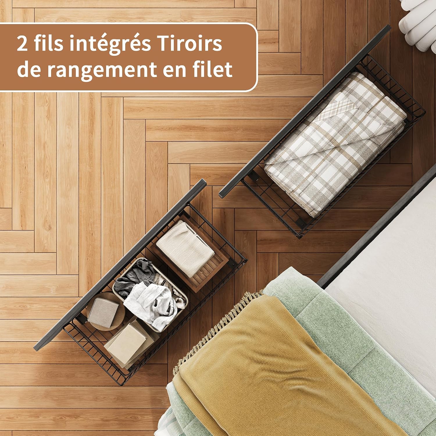 Canapé-Lit Convertible LKPOMI 2 Places — Velours Beige, Lit 180x200 cm