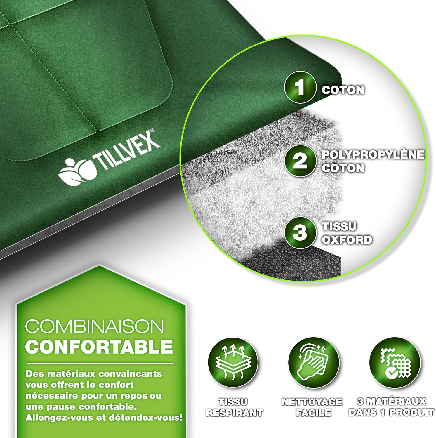 tillvex® Opvouwbaar campingbed met draagtas tot 200 kg, extra grote campingstoel, campingbed voor binnen en buiten, opvouwbaar logeerbed voor tuin, camping, vissen,