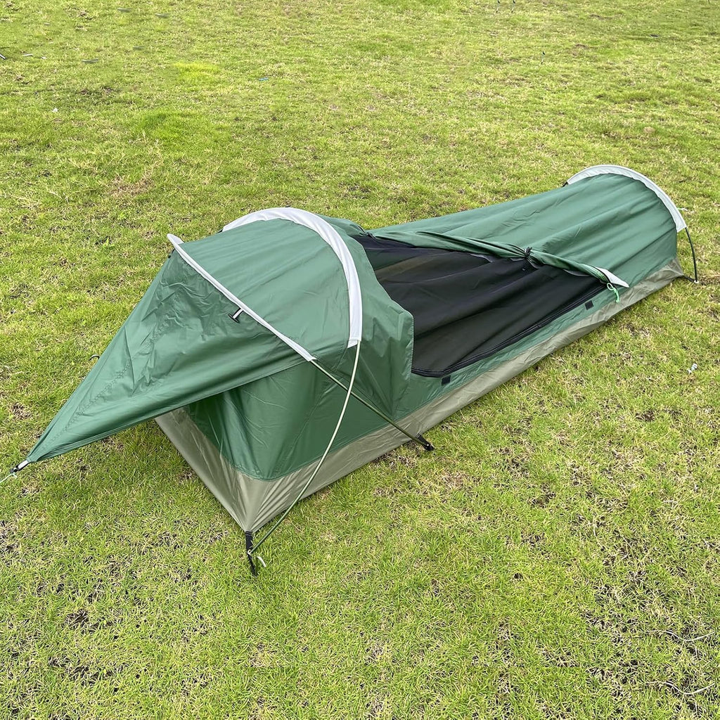 GEERTOP Ultralichte waterdichte bivaktent voor 1 persoon, groen, outdoor slaapzak, camping bivakzak, herbruikbare deken voor kamperen in de open lucht, wandelen