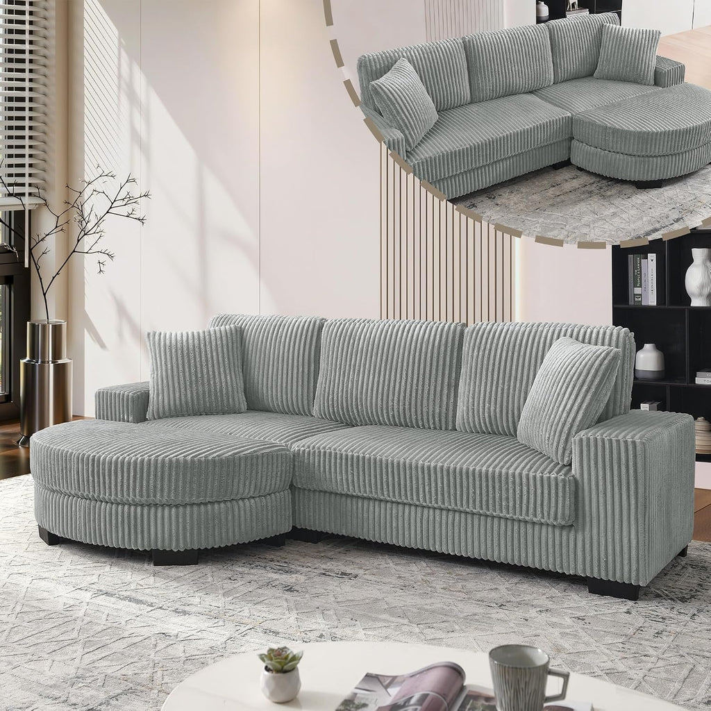 Canapé d'Angle Modulable 3 Places – Mémoire de Forme, Housse Lavable, Sans Montage | Blanc