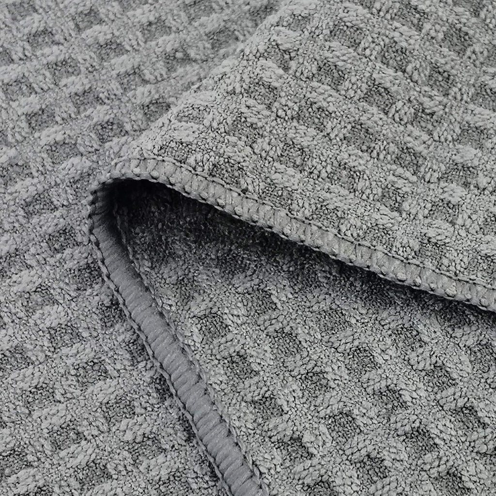 Torchons de Cuisine POLYTE – Lot de 8 Microfibres Gauffrées Ultra-Absorbantes, 40 x 71 cm, Gris & Blanc
