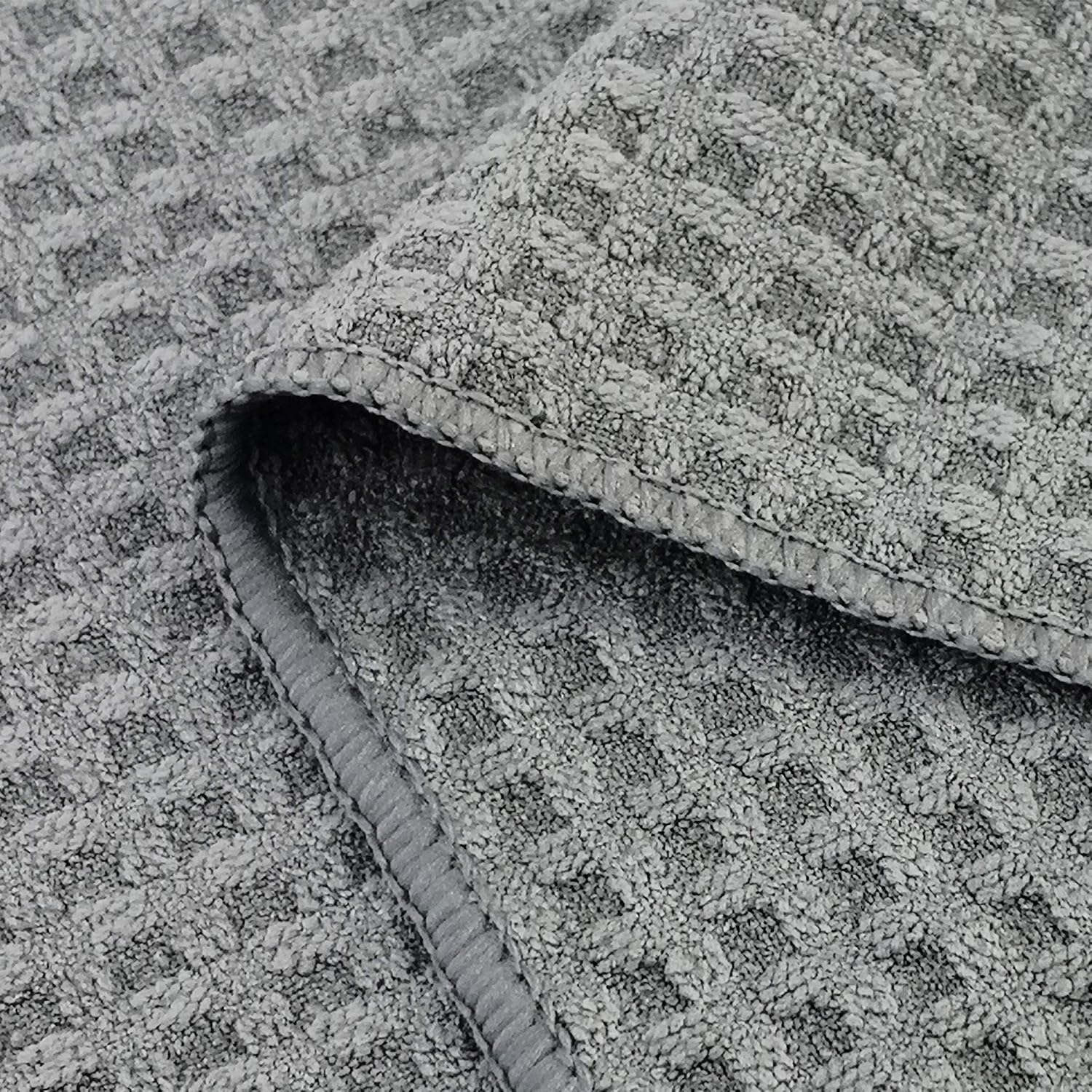 Torchons de Cuisine POLYTE – Lot de 8 Microfibres Gauffrées Ultra-Absorbantes, 40 x 71 cm, Gris & Blanc