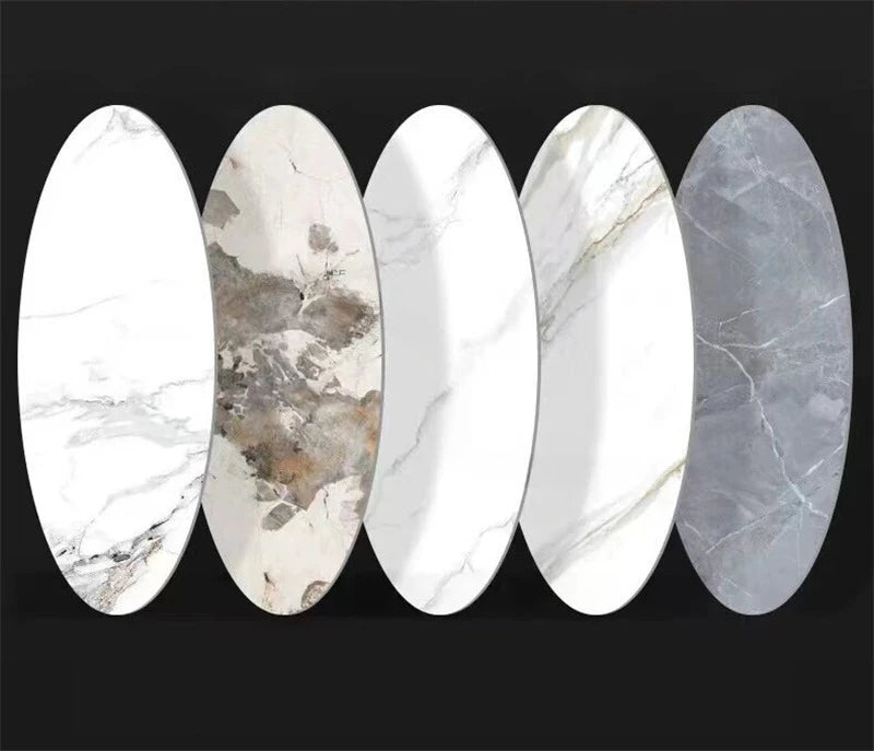 Table Basse Ronde en Acier Inoxydable – Décoration Écaille Brillante pour Salon