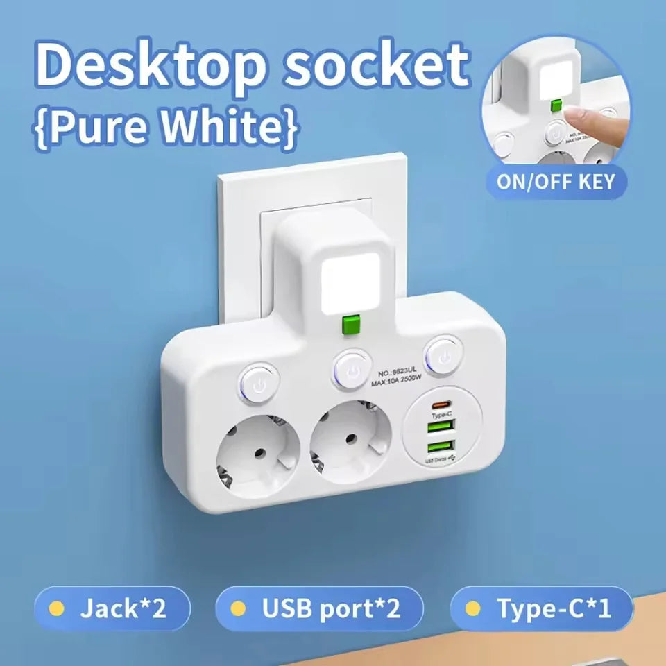 Multiprise EU 4 prises avec USB et USB-C – Câble en option