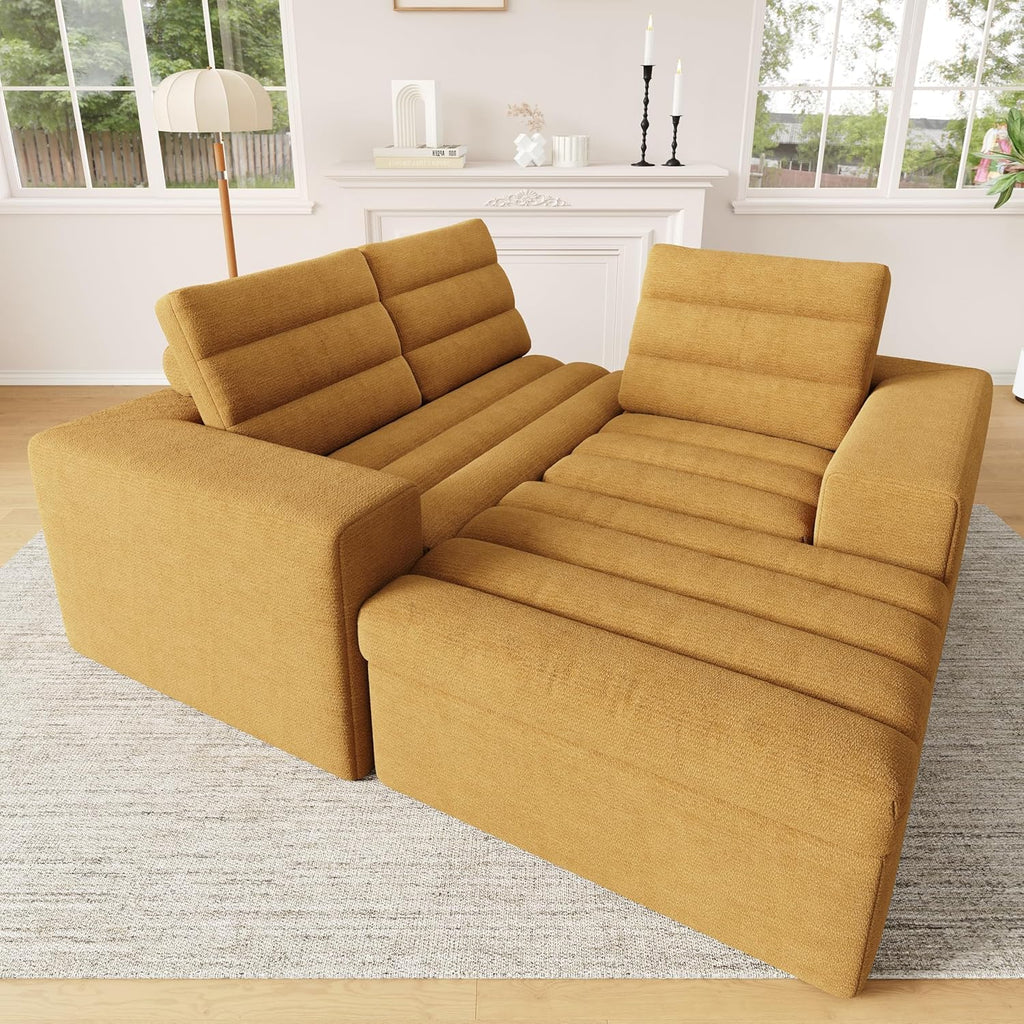 Canapé d'Angle Modulable 3 Places – Mémoire de Forme, Housse Lavable, Sans Montage | Blanc