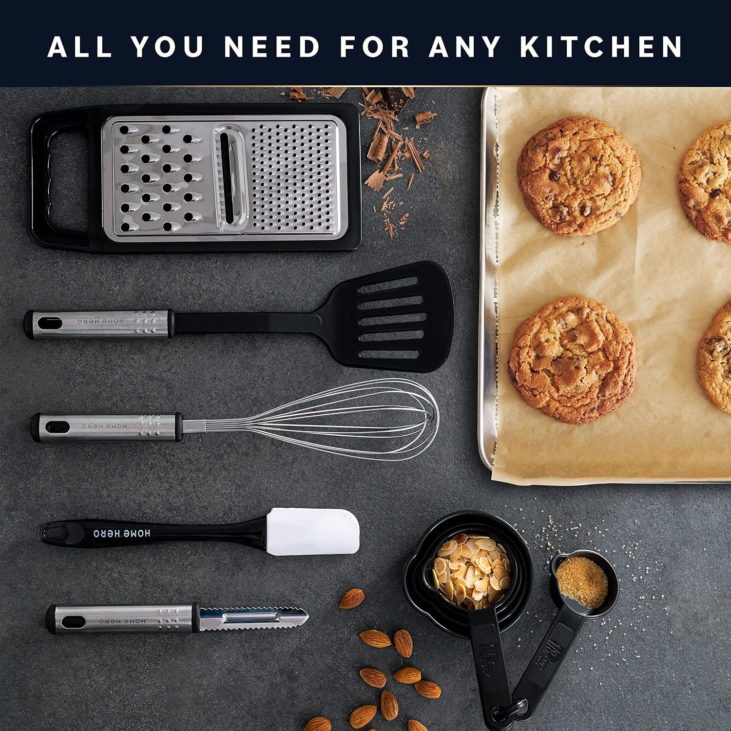 Set d'Ustensiles de Cuisine 25 Pièces — Nylon & Inox, Anti-rayures