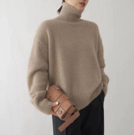 Pull Col Roulé Oversize en Maille — Femme