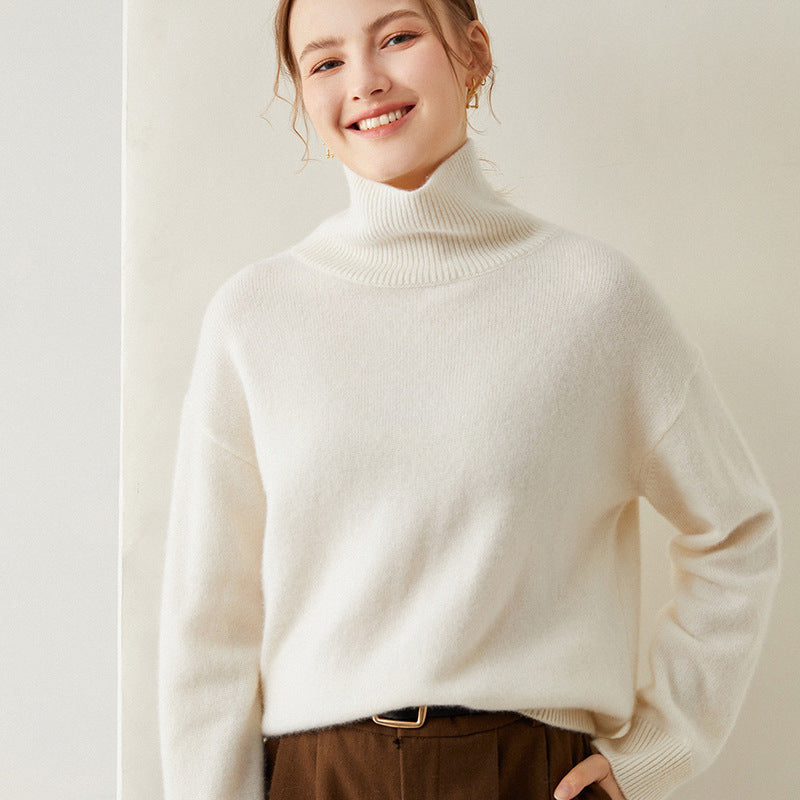 Pull Col Roulé Oversize en Maille — Femme